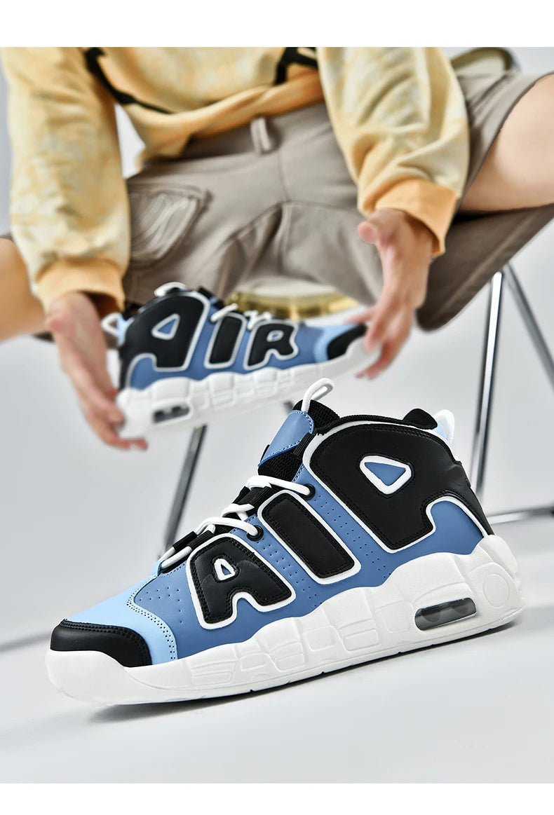 New Large-sized High-top Men's Shoes, Lightweight and Anti-slip Air Cushioned Sports Running Shoes, Casual Basketball Shoes