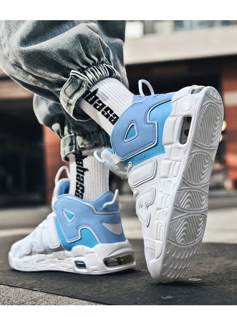 New Large-sized High-top Men's Shoes, Lightweight and Anti-slip Air Cushioned Sports Running Shoes, Casual Basketball Shoes