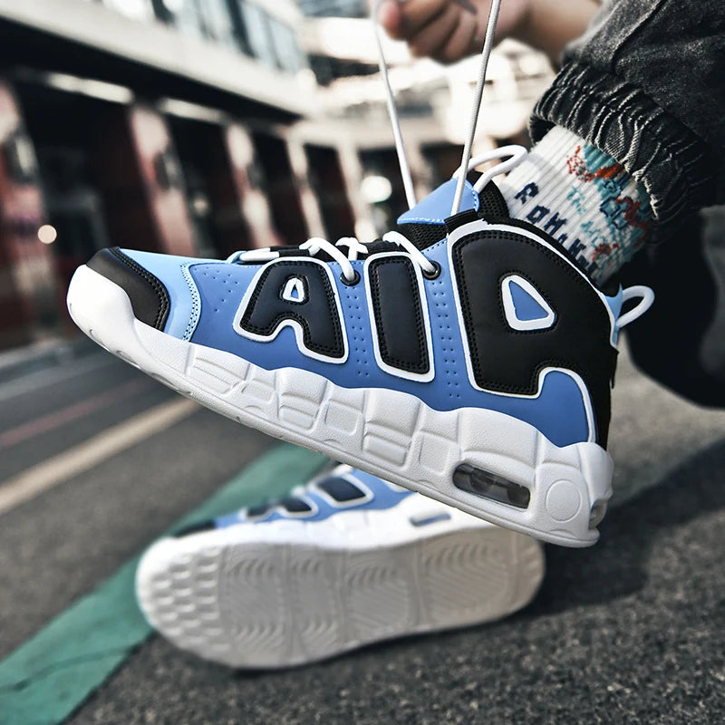 New Large-sized High-top Men's Shoes, Lightweight and Anti-slip Air Cushioned Sports Running Shoes, Casual Basketball Shoes