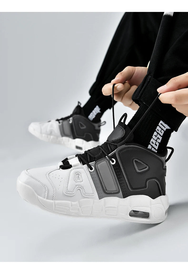 New Large-sized High-top Men's Shoes, Lightweight and Anti-slip Air Cushioned Sports Running Shoes, Casual Basketball Shoes