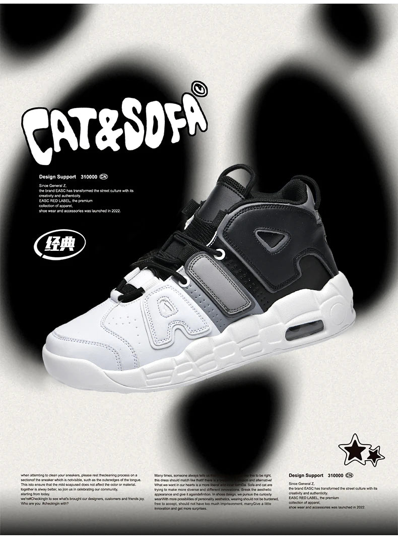 New Large-sized High-top Men's Shoes, Lightweight and Anti-slip Air Cushioned Sports Running Shoes, Casual Basketball Shoes