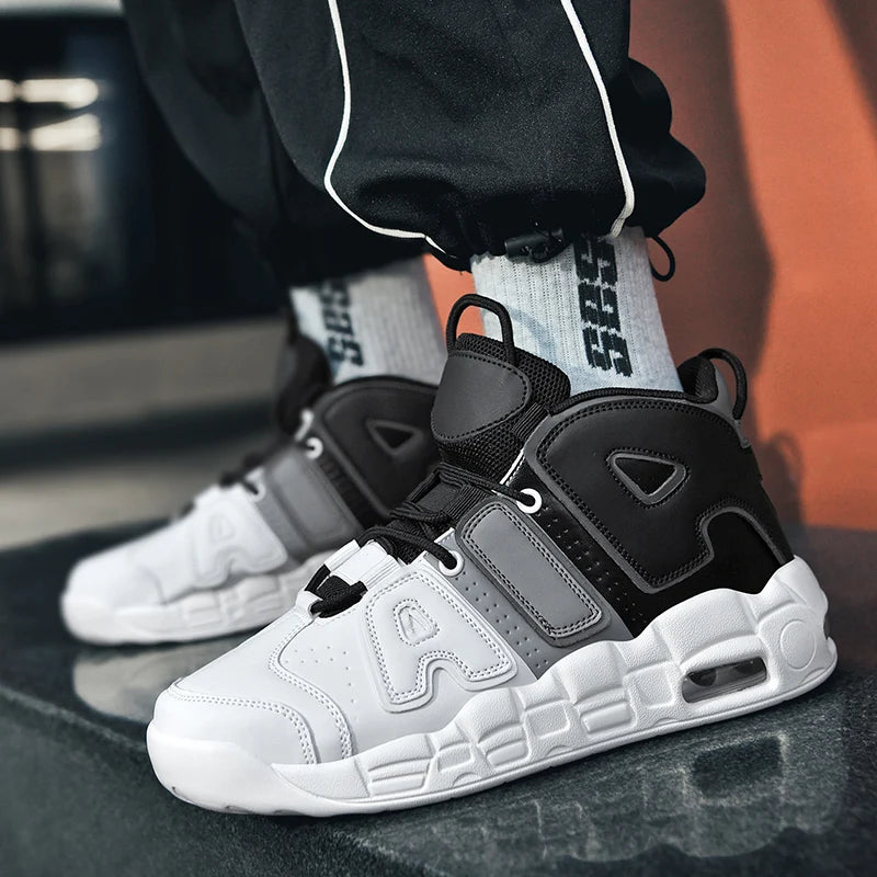 New Large-sized High-top Men's Shoes, Lightweight and Anti-slip Air Cushioned Sports Running Shoes, Casual Basketball Shoes