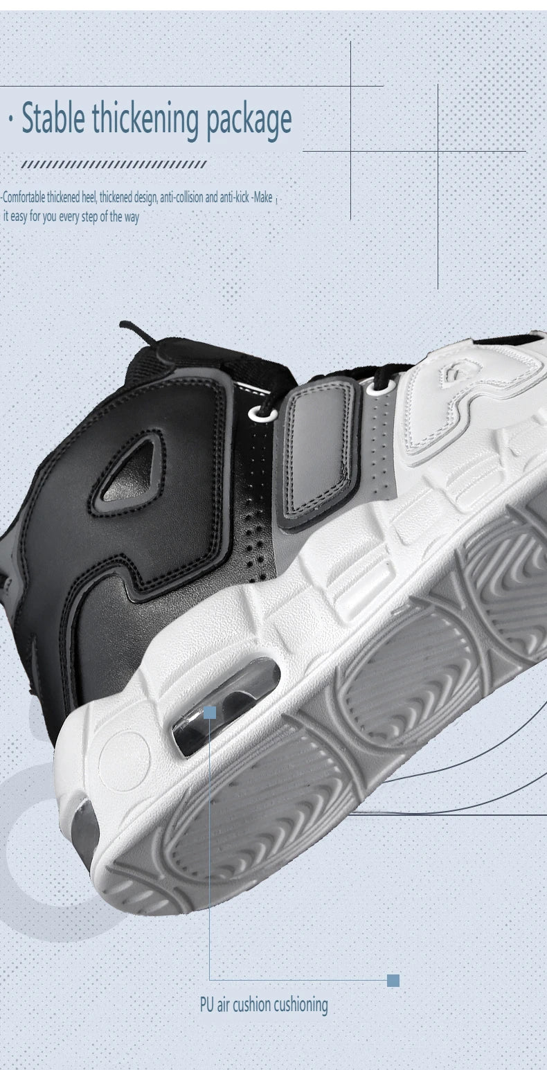 New Large-sized High-top Men's Shoes, Lightweight and Anti-slip Air Cushioned Sports Running Shoes, Casual Basketball Shoes