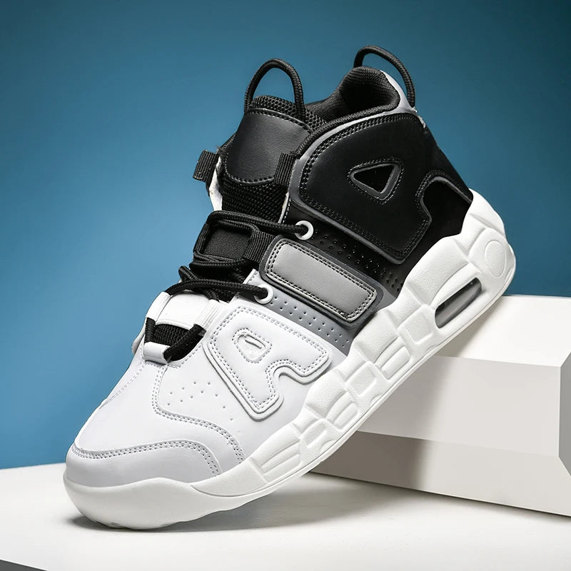New Large-sized High-top Men's Shoes, Lightweight and Anti-slip Air Cushioned Sports Running Shoes, Casual Basketball Shoes