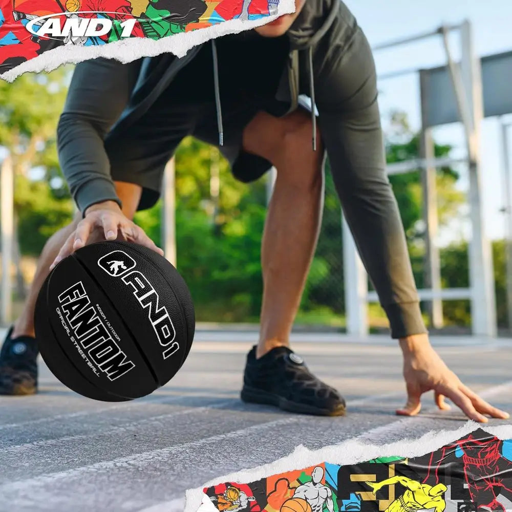 Official Size 7 Streetball Rubber Basketball: Deep Channel Traction, Suitable for Indoor and Outdoor Use