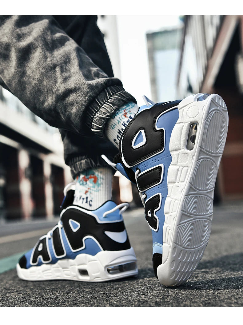 New Large-sized High-top Men's Shoes, Lightweight and Anti-slip Air Cushioned Sports Running Shoes, Casual Basketball Shoes