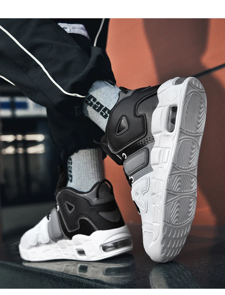New Large-sized High-top Men's Shoes, Lightweight and Anti-slip Air Cushioned Sports Running Shoes, Casual Basketball Shoes