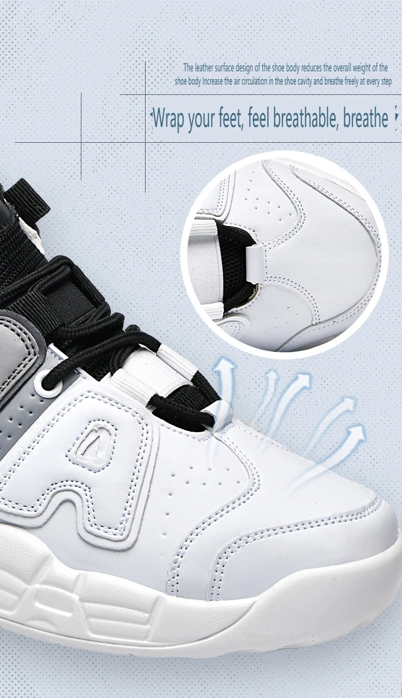 New Large-sized High-top Men's Shoes, Lightweight and Anti-slip Air Cushioned Sports Running Shoes, Casual Basketball Shoes