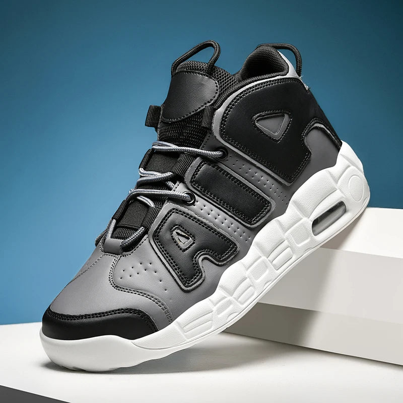 New Large-sized High-top Men's Shoes, Lightweight and Anti-slip Air Cushioned Sports Running Shoes, Casual Basketball Shoes