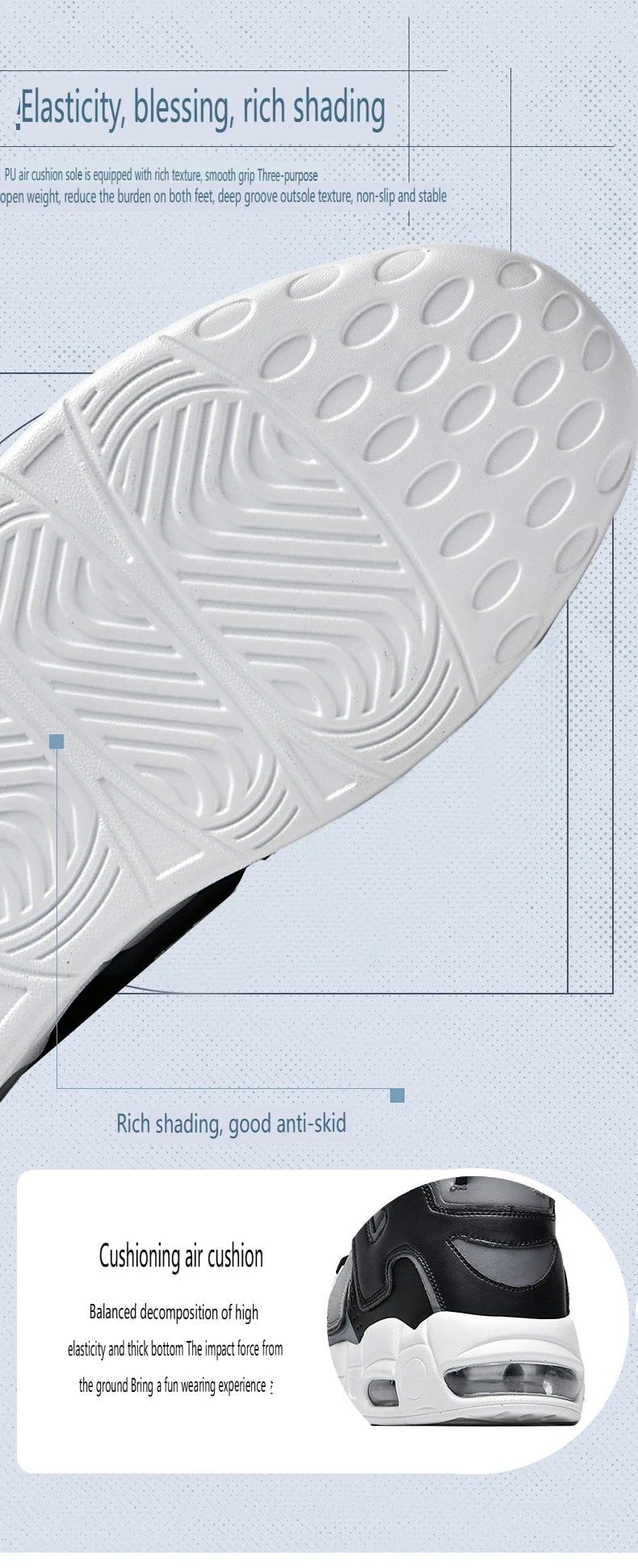 New Large-sized High-top Men's Shoes, Lightweight and Anti-slip Air Cushioned Sports Running Shoes, Casual Basketball Shoes
