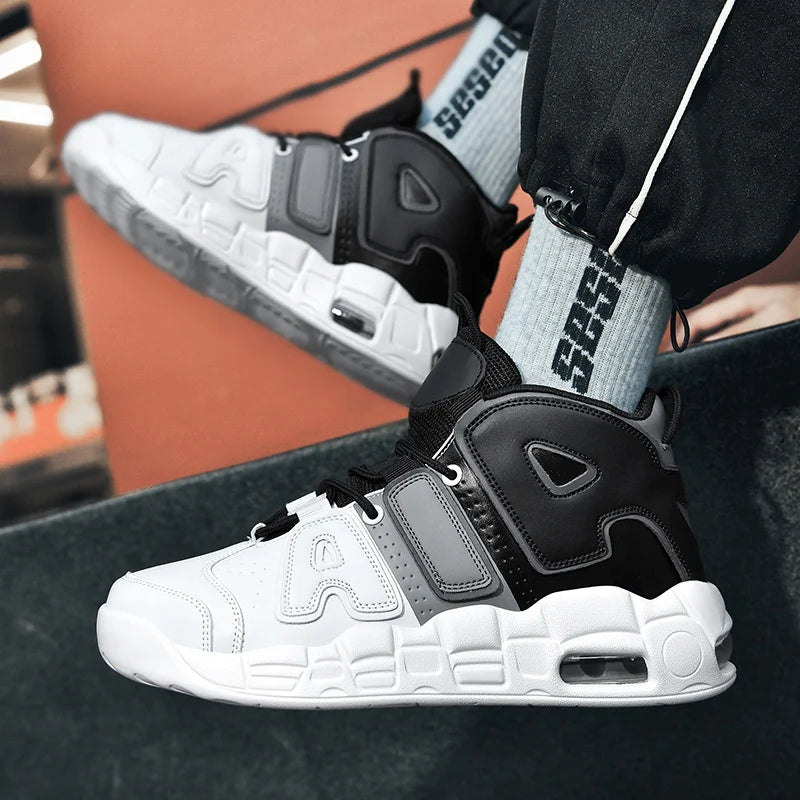 New Large-sized High-top Men's Shoes, Lightweight and Anti-slip Air Cushioned Sports Running Shoes, Casual Basketball Shoes
